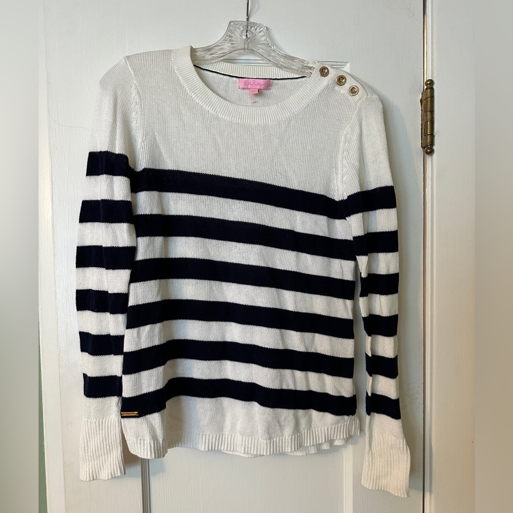 Lilly Pulitzer Striped White and Navy Sweater